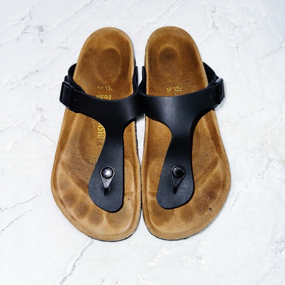 Birkenstock Black Leather Thong Size 6